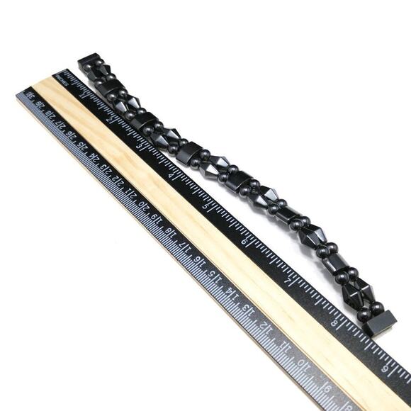 Gemstone Hematite Beaded Bracelet, Magnetic Clasp, 8 1/2 Inches - Picture 7 of 8